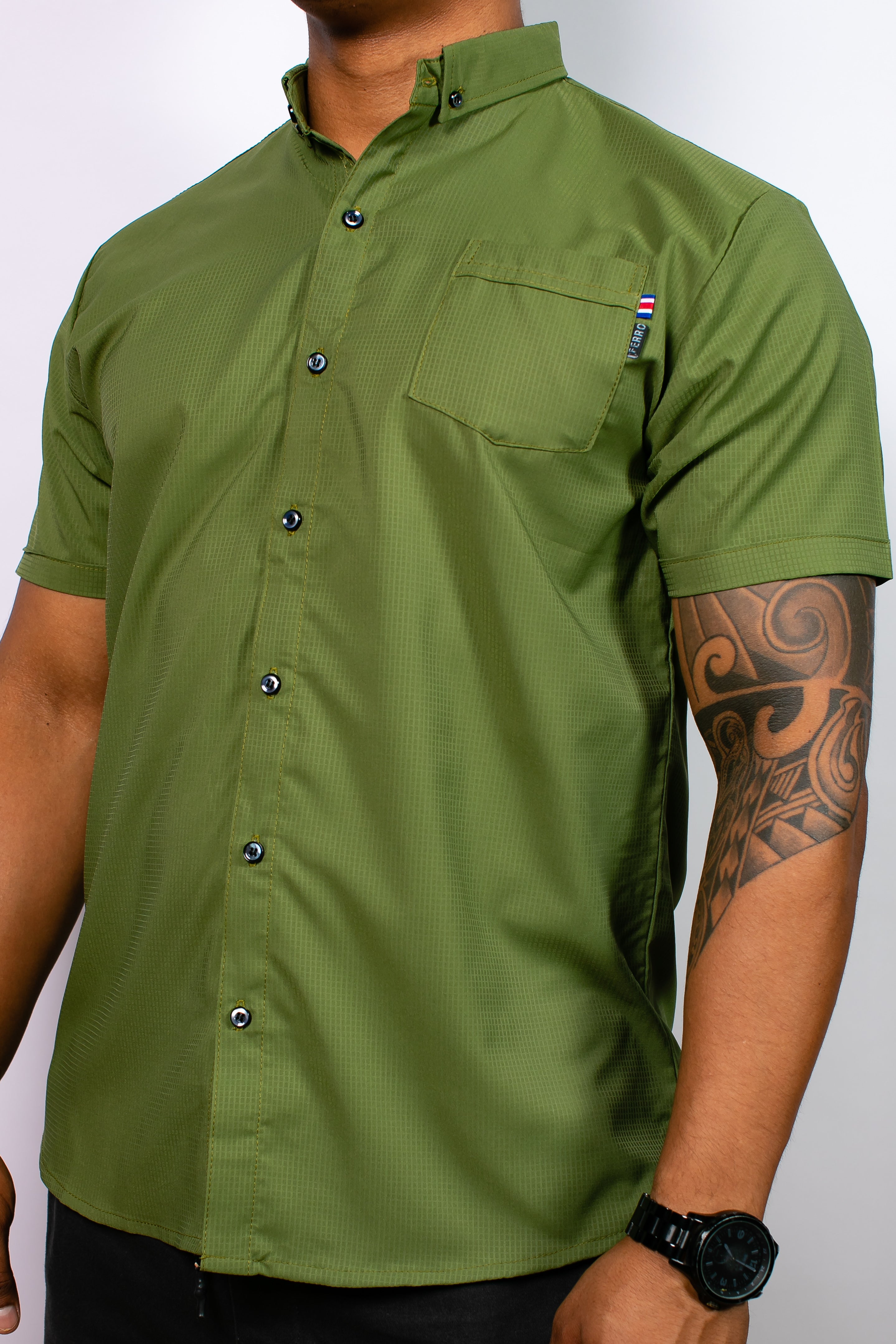 Camisa Manga Corta Verde Columbia